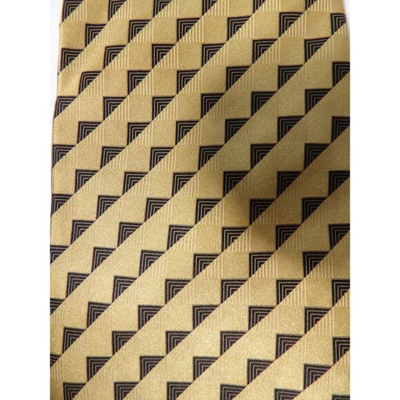 Gior Gio Brutini Mens Neck Tie Silk Geometric Diamond Triangle Gold Black Design - Picture 8 of 10